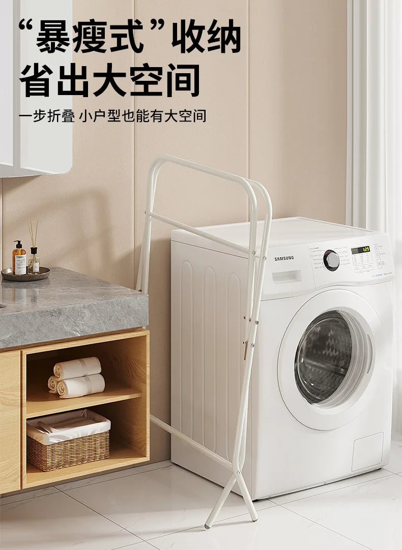 Foldable Baby Bathtub with Stand Set Newborn Bath Station No Bend Heightened Rack Infant Bath Tub with Drying Clothes Stand