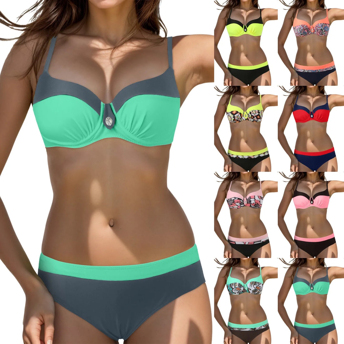 Two-Pieces Tankini Bikinis Women'S Swimwears Outfit Women High Waisted Bikini Sexy Push Bathing Suit Female Two Pieces Swimsuit