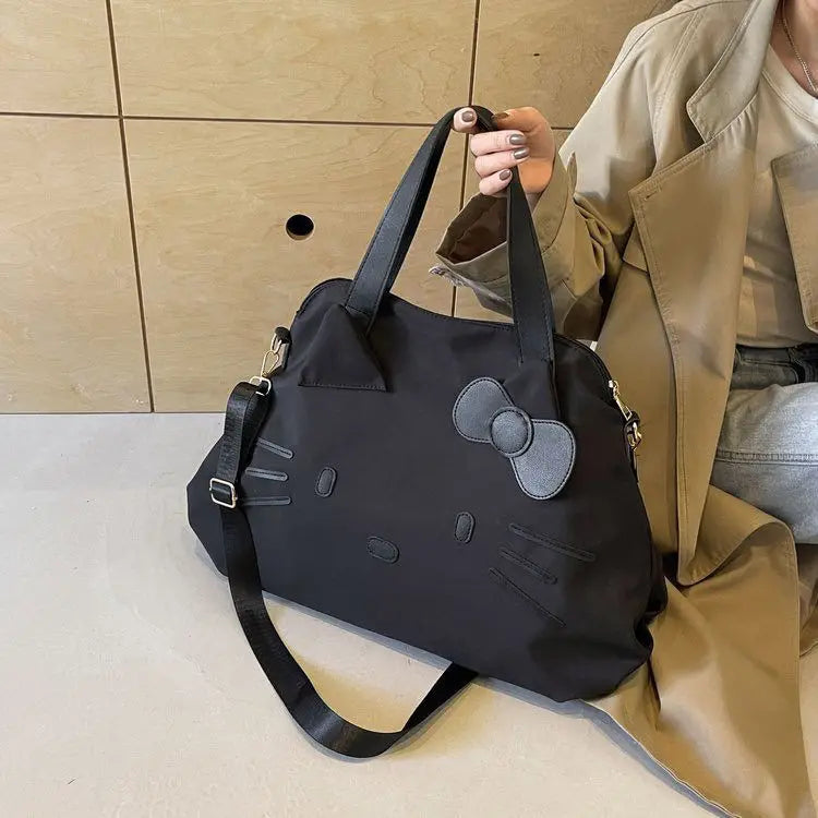 Sanrio large-capacity black travel bag KT business trip luggage bag Hello Kitty bow casual cartoon bag convenient backpack