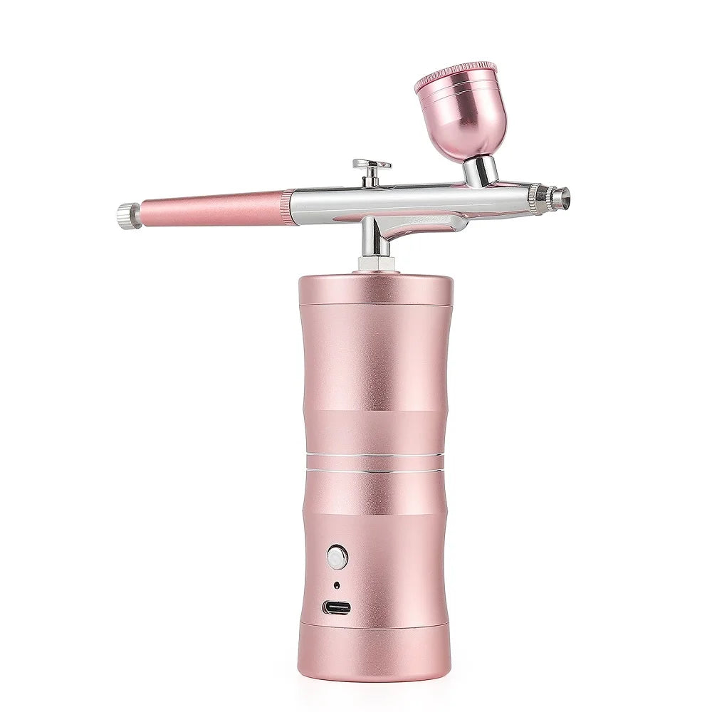 Top 0.3mm Pink Mini Air Compressor Kit Air-Brush Paint Spray Gun Airbrush For Nail Art Tattoo Craft Cake Nano Fog Mist Sprayer