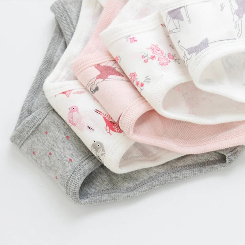 Kids Underwear Girls Sweet Cotton Breathable Panties Children Soft Non-Stringy Briefs Short Underpants 4-8Y