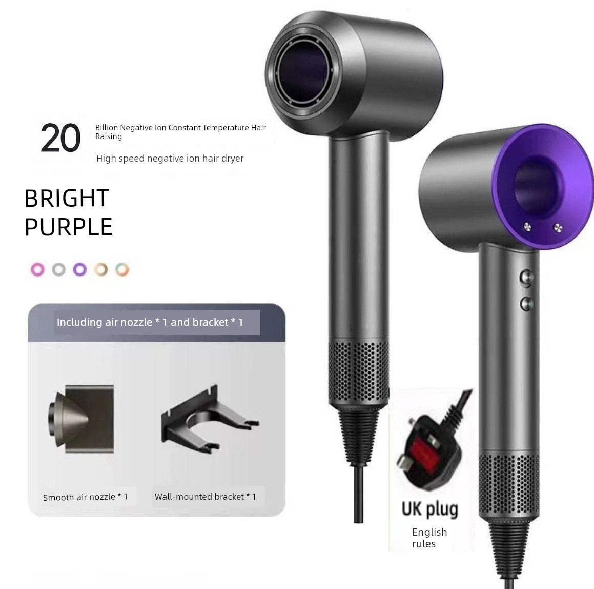 Hair Dryer For Home Negative Ion Top with High-Speed Hair Dryer Student High-Power Negative Ion Leaf-Free Hair Blowing Hair Dryer