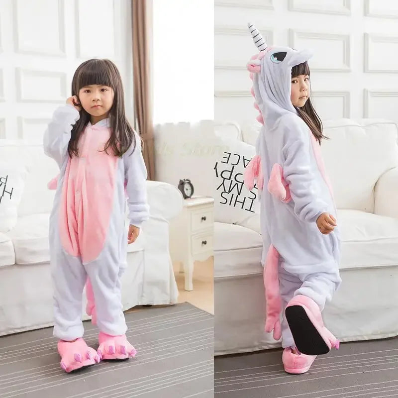 Dinosaur Cosplay Children's Costume Cute Kids Sleepwear Flannel Animal Onesies Boys Girls Pajamas Christmas Party Jumpsuit