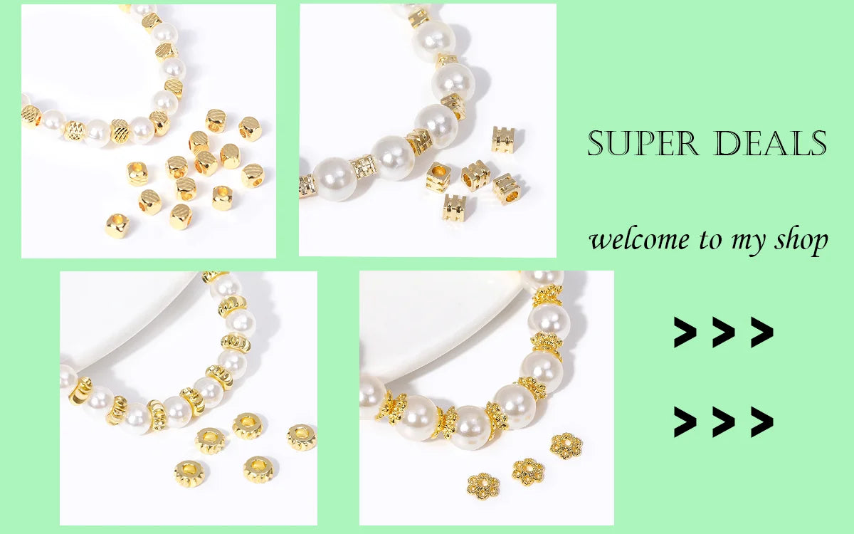 18K Gold Plated Brass Stripe Crimp End Beads Stopper Open Crimp Beads Covers DIY Handmade Crafts Accessories For Jewelry