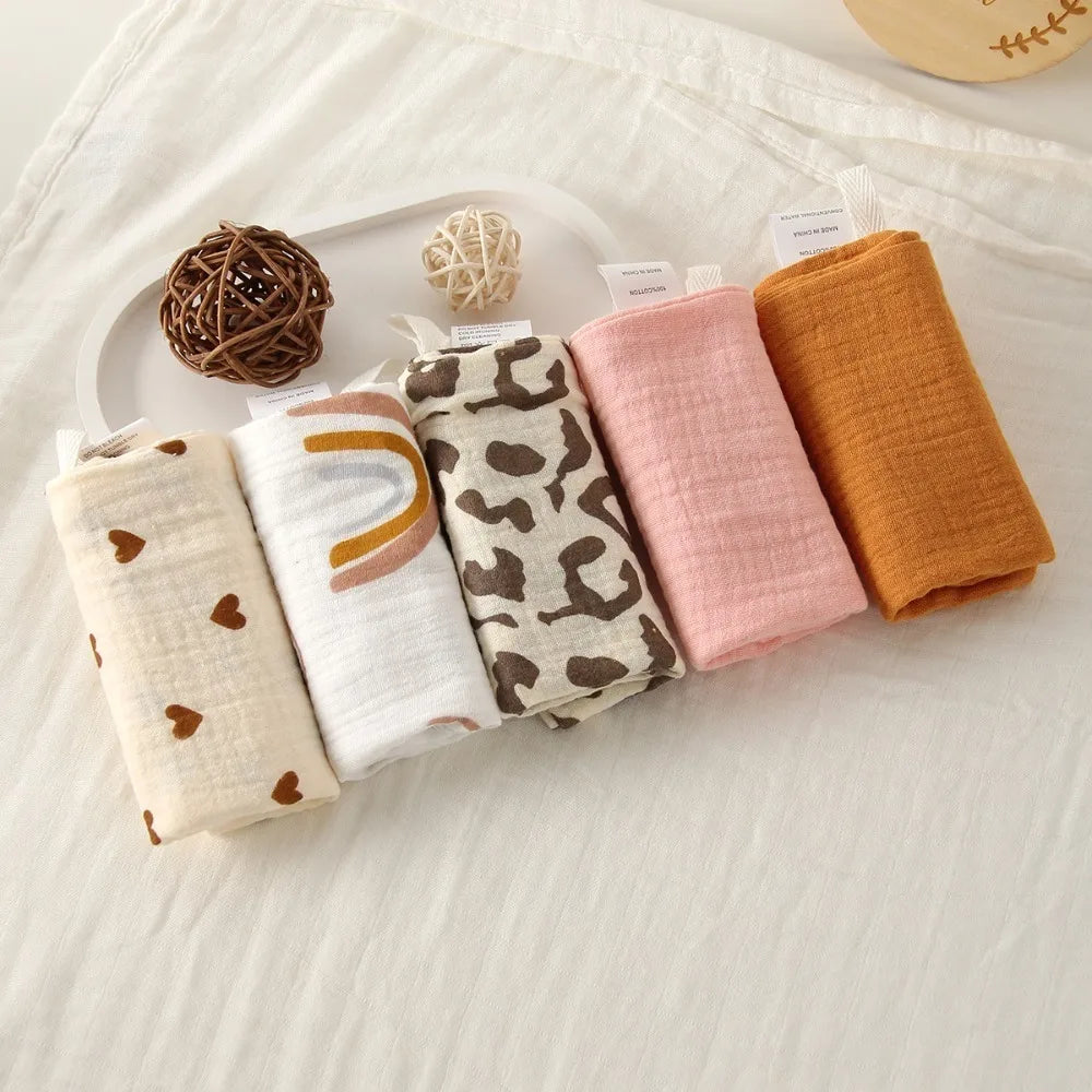 4-Layer Pure Cotton Portable Washcloth for Newborns - Soft Absorbent Square Gauze Towels for Burping High Quality