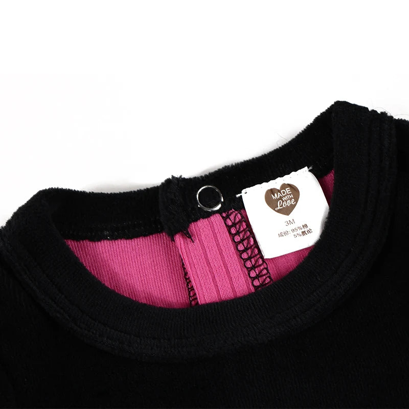 Baby Romper Footies Black Velour Back Ribbed Kids Clothes Long Sleeves Ribbed Overalls Baby Boy and Girls Clothes Winter Romper
