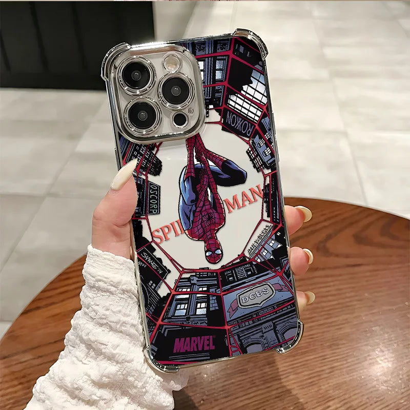 Cool S-Spider-Mans Red Net Plating Phone Case For iPhone 17 17e 16e 16 15 14 13 12 11 Pro Max X XR XSMax Mini Air Plus Anti-Fall