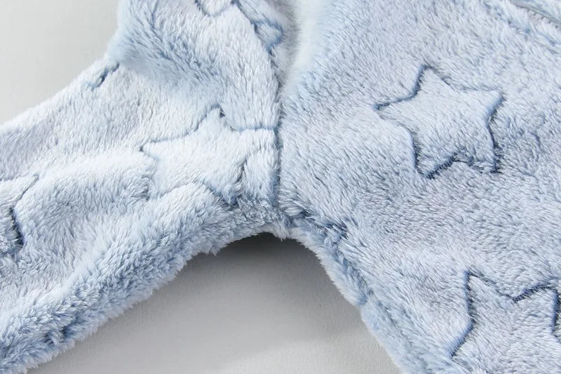 YBFSKID Autumn Winter Kids Boy Romper Star Jacquard Newborn Baby Girls Bodysuit Velvet Hooded Zipper Infant Girl Jumpsuit Outfit