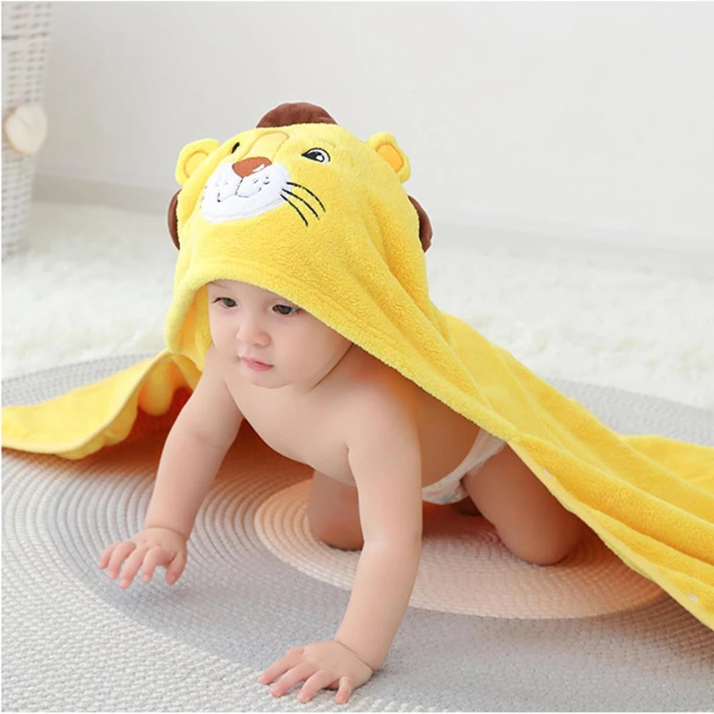 Baby Hooded Bath Towel,Ultra Soft and Absorbent Toddlers Bathrobe,Coral Velvet Thickened Bathrobe,Newborn Blanket Shower Gifts