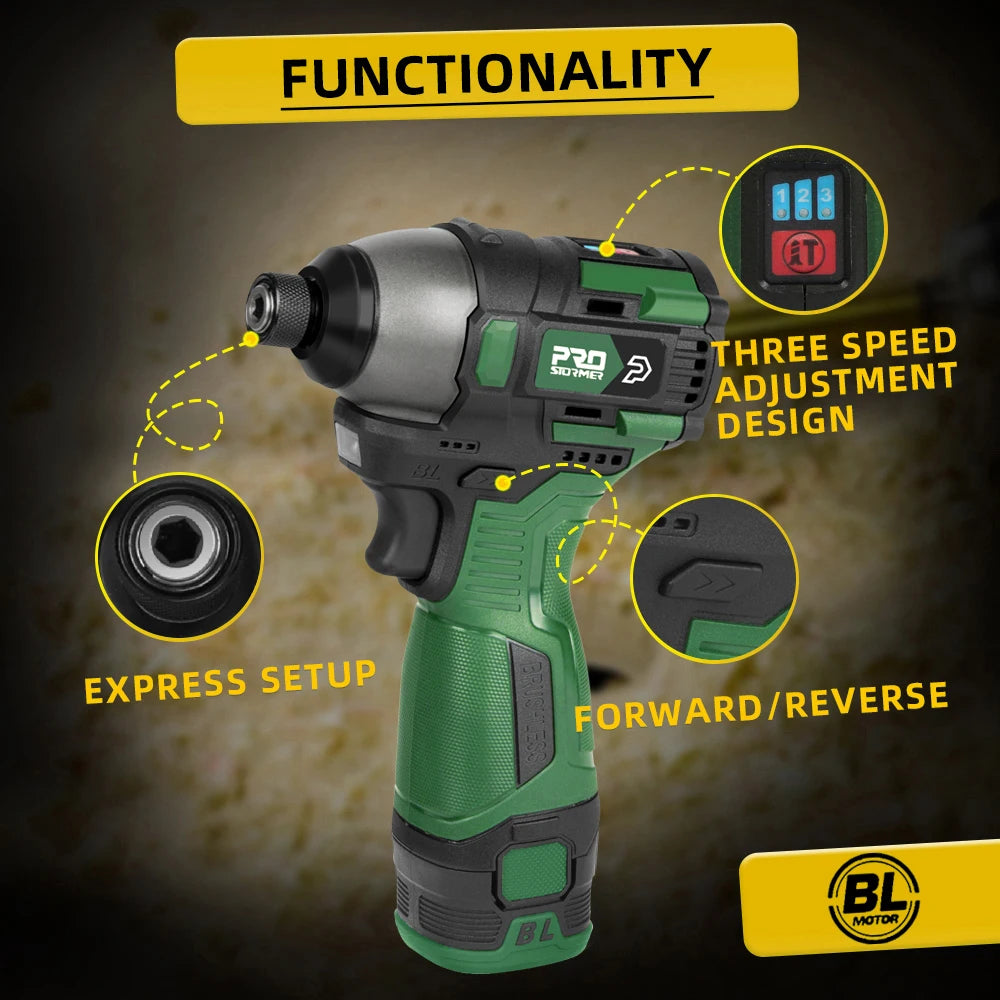 140NM Brushless Electric Screwdriver 17V Cordless Drill Screw 1500mAh Battery Rechargeable Hexagon Power Tools by PROSTORMER