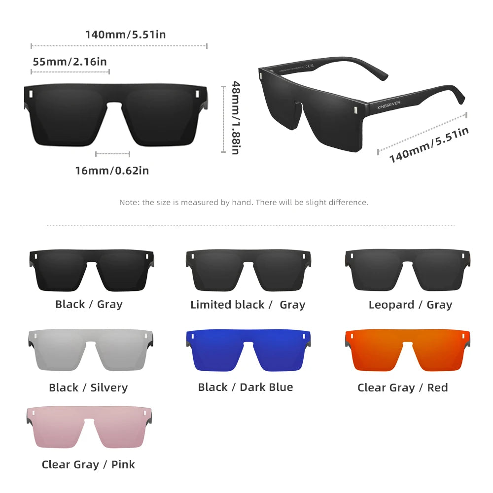 KINGSEVEN Polarized Rimless Frame Men Women Sunglasses Fashion Anti-UV400 Eyewear Travel Summer Glasses