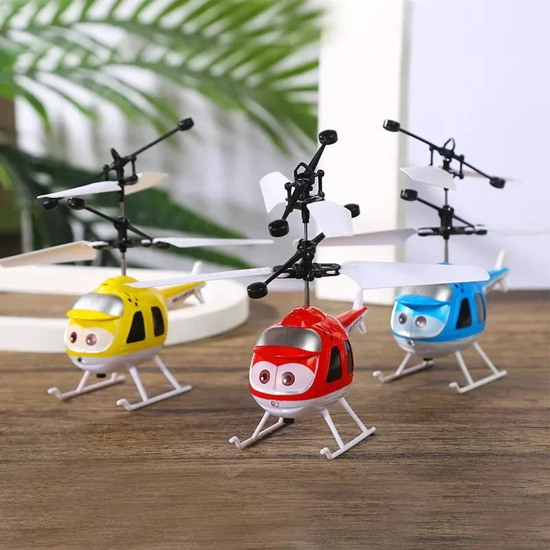Mini Electric Airplane Toy for Kids with Remote Control Infrared Sensor Hand Induction Helicopter Flying Drone Toy