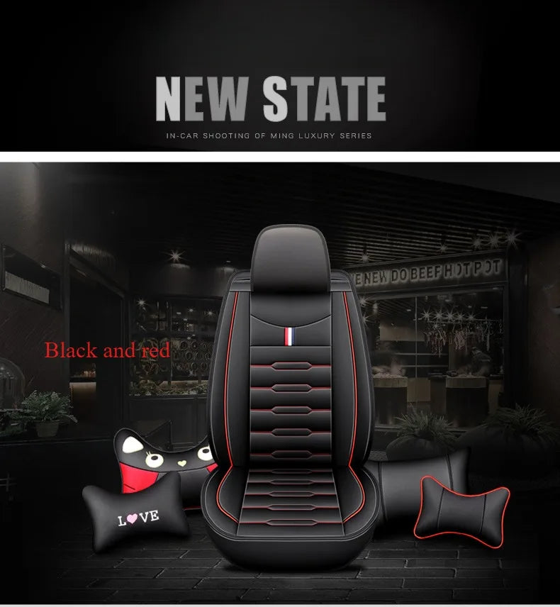 5- Seater Full Seat Universal Car Seat Cover, Breathable and Waterproof Faux Leather Automotive Seat Covers for Cars SUV Sedan
