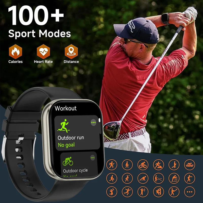 2025 New Military Grade Smartwatch Men 2.04" HD Screen Waterproof Sports Fitness Tracker Bluetooth call Smartwatch birthday gift