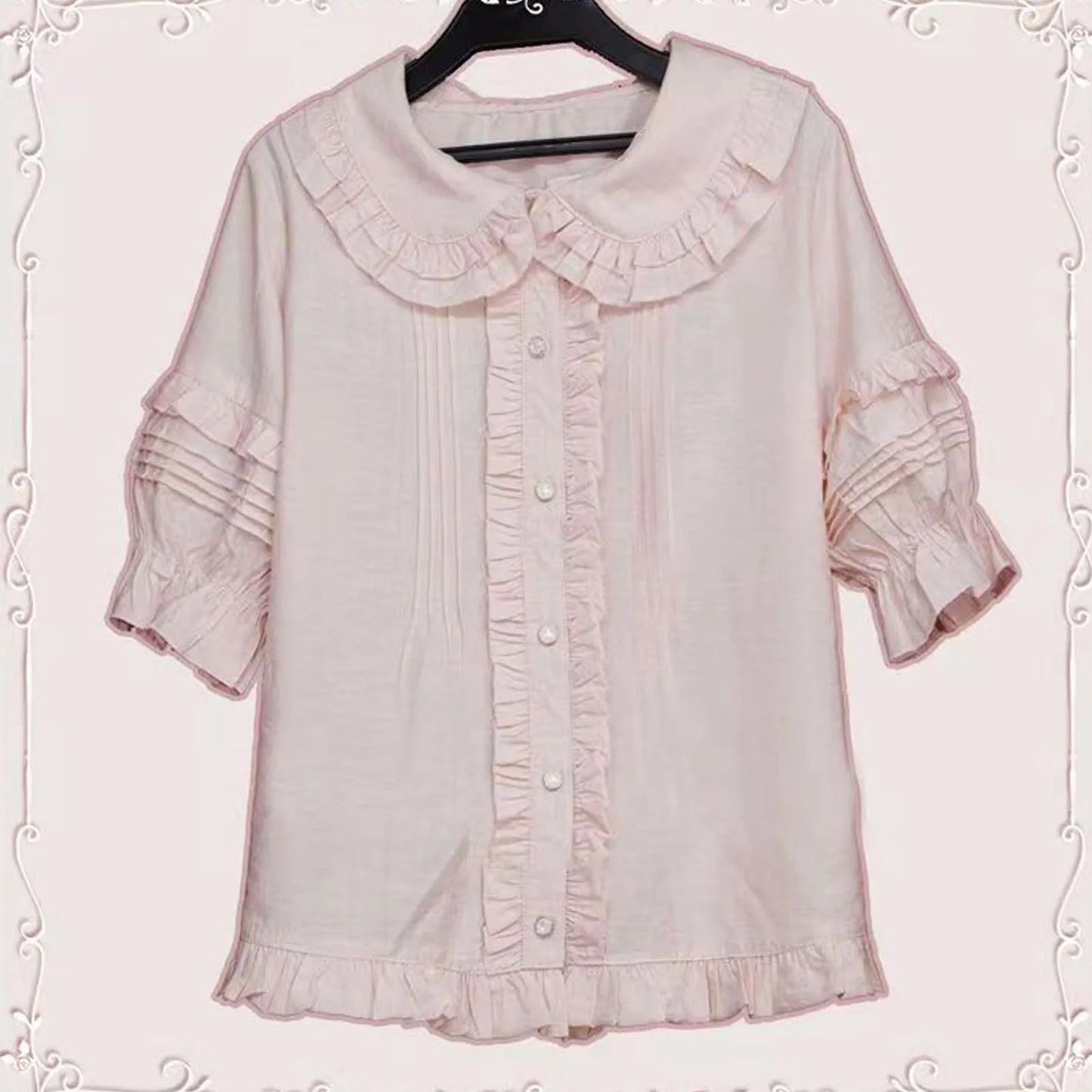 Spring Blouse Women Japanese Kawaii Cute Lace Patchwork Peter Pan Collar Shirt Vintage Sweet Embroidery Top Blusas