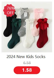 1 Pairs Kids Knee High Socks Baby Girls Boys Bow Long Sock Soft Cotton Mesh Breathable Children Hollow Out Socken For 0-7 Years