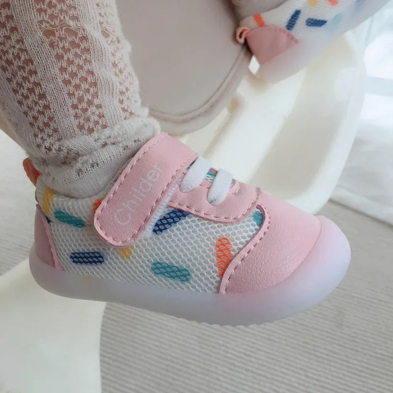 Boys/Girls Baby Walking Shoes 2025 Spring/Autumn New 0-2 Year Old Shoes Soft Sole Mesh Breathable Baby Shoe Nude Shoe Bebê أحذية