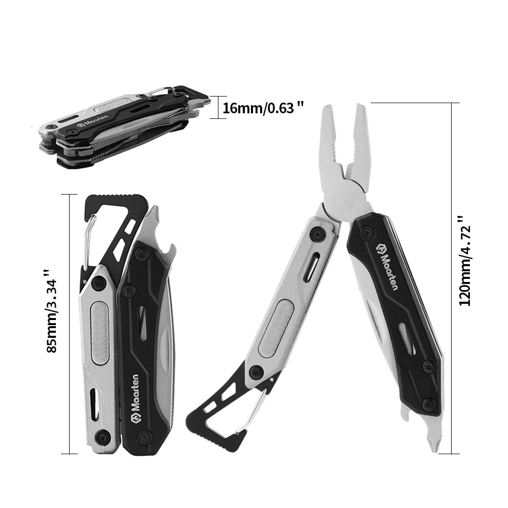 Maarten Multitool, 9-in-1 Stainless Steel Multi Tool Pocket Knife with Screwdriver,  Multitool Pliers, Survival Equipment