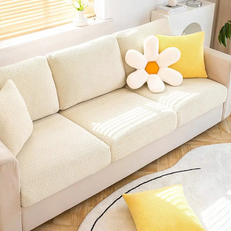 Jacquard Sofa Cover Stretch Fabric Sofa Seat Cushion Cover For Living Room Removable Spandex Seat Case Chaise Lounge Home Pets