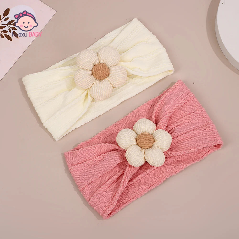 2Pcs Set Baby Floral Headbands and Socks Knitted Flower Elastic Hairbands Cute Newborn Girls Photo Props Baby Hair Accessories
