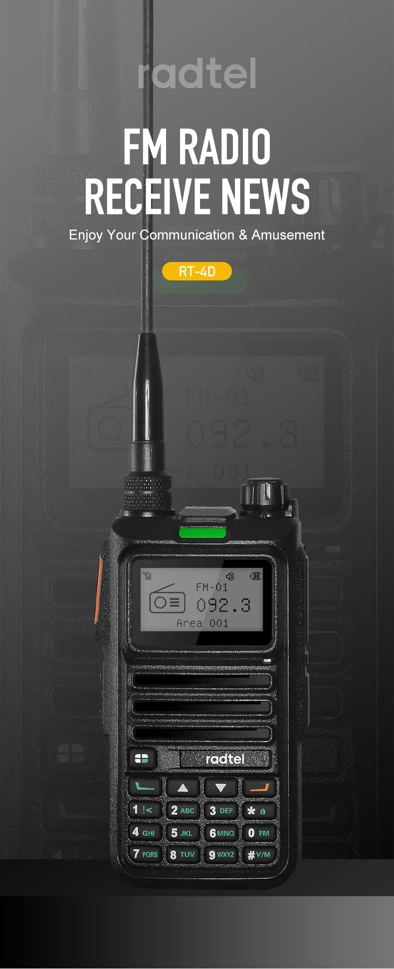 Radtel RT-4D DMR Radio Digital Walkie Talkie Dual Mode Analog Two Way Radio Dual Time Slot Ham Radio 1024 Channels