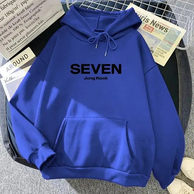 Letter Print JungKook Seven Hoodie Women/Men Harajuku Aesthetic Hoodies Unisex Autumn Winter Pullovers Dropshipping Sweatshirts