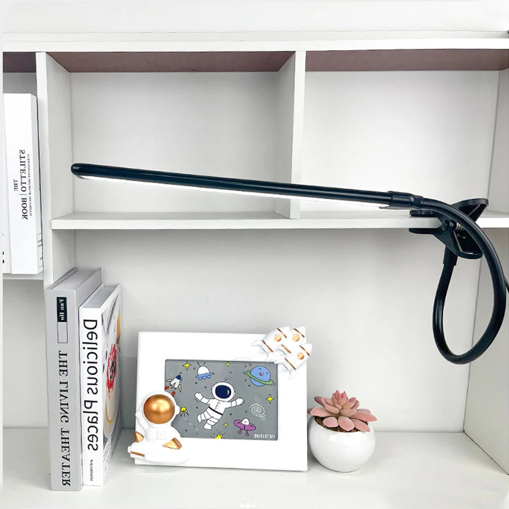 LED Single-Head Eye-Caring Desk Lamp 10 Brightness Levels 3 Lighting Mode Flexible Gooseneck Clamp Study Lamp USB PC Monito Lamp