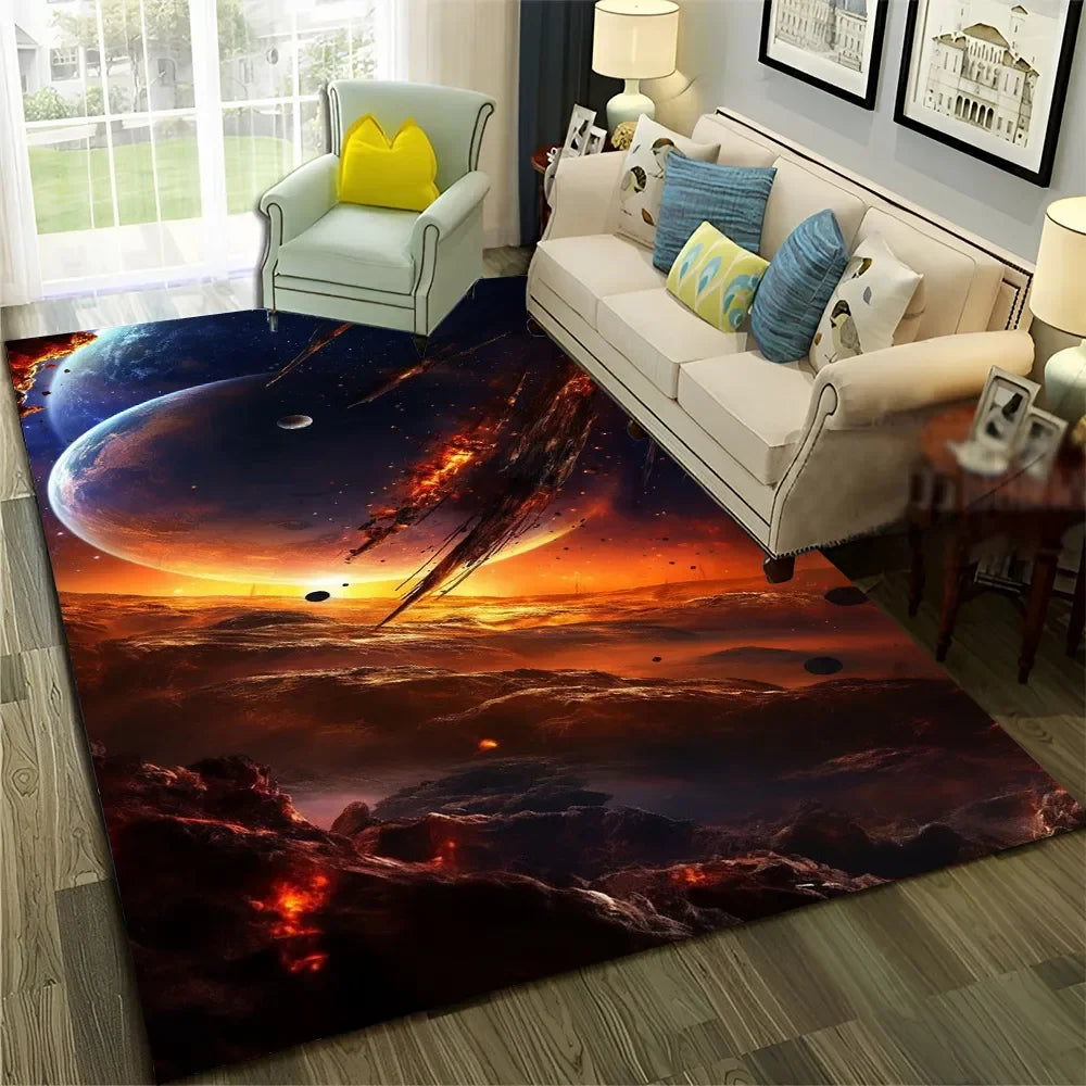 Galaxy Planet Star 3D Universe Space Carpet Rug for Home Living Room Bedroom Sofa Doormat Decor,Kid Area Rug Non-slip Floor Mat