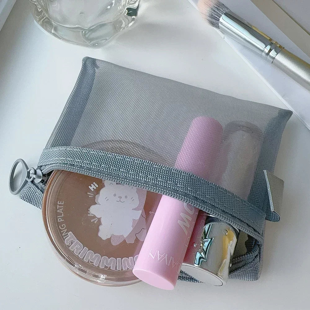 1/12pcs Mesh Clear Cosmetic Bags Small Large Black Makeup Bag Portable Travel Toiletry Organizer Case Lipstick Storage Pouch