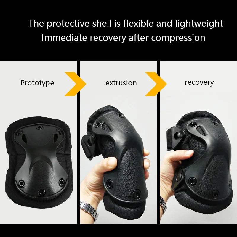 4Pcs Tactical Knee & Elbow Pads Set,Outdoor Protective Gear for Cycling, Mountaineering, Hiking & All Outdoor Sports