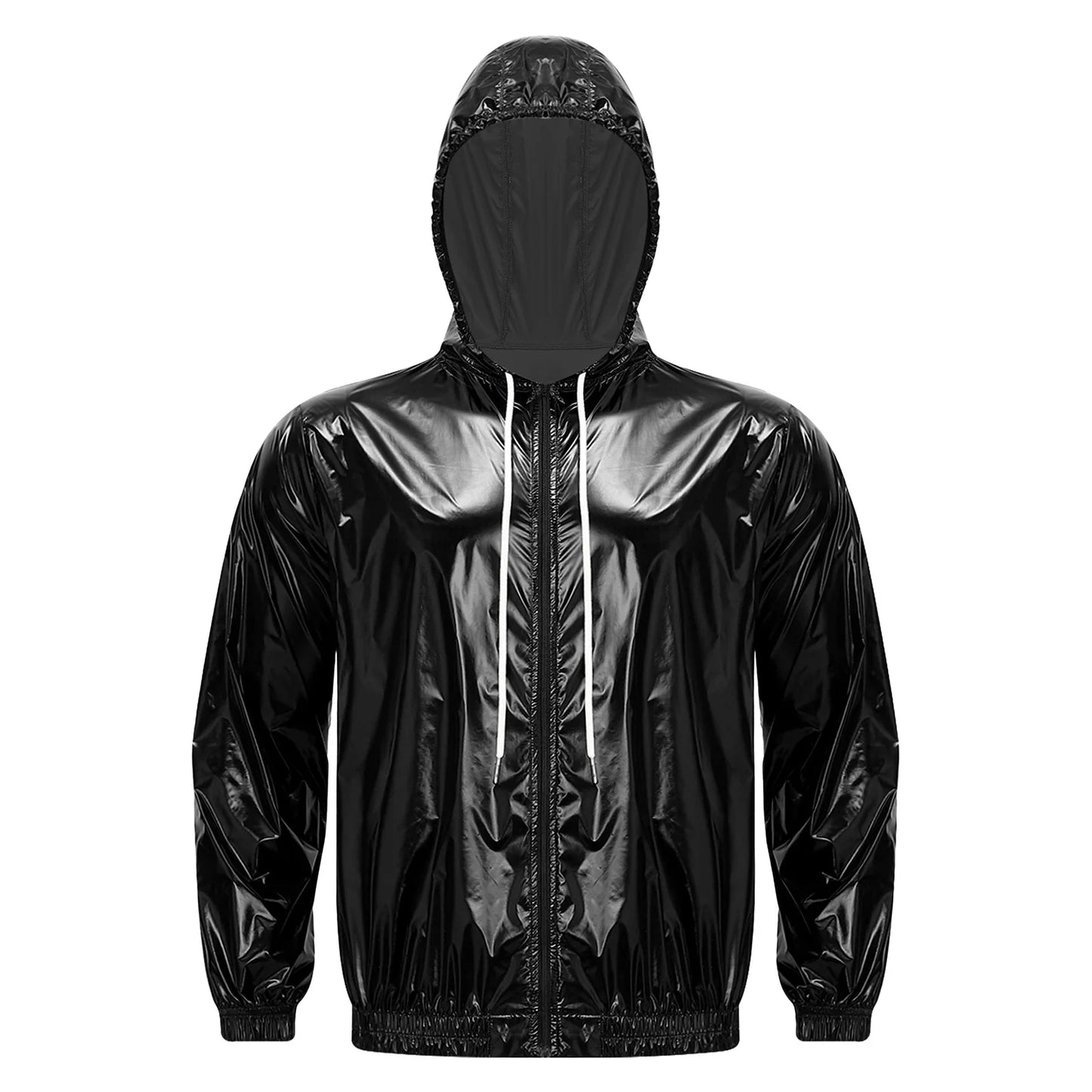 Men Waterproof Hooded Trench Jacket Long Sleeve Hood Outerwear Windbreaker Raincoat fo Hiking Fishing Biking Thermal Windbreaker