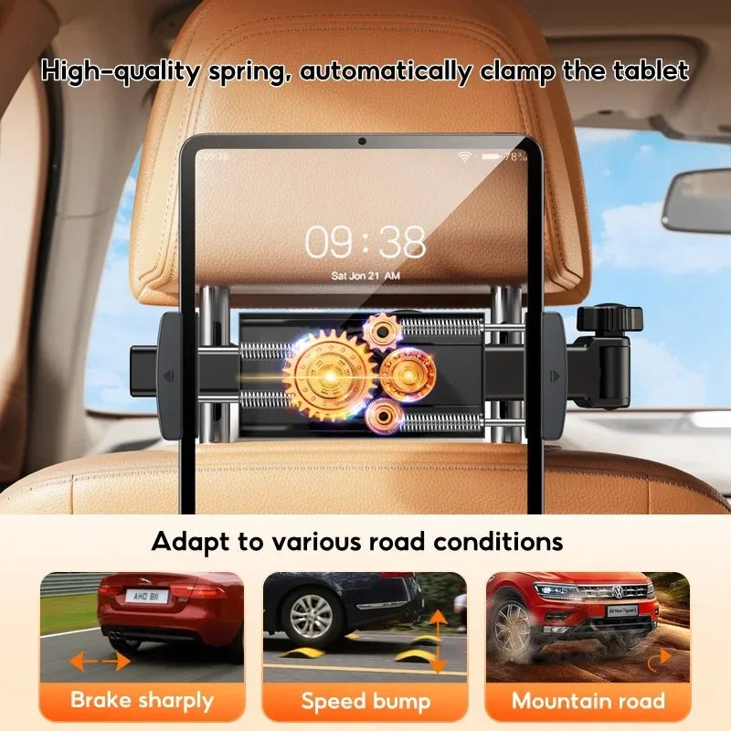 Hipacool Car Phone Holder Tablet Seat Back Stand Headrest Back Seat with 360° Rotatable for 4.7-12.9" for iPhone iPad Universal