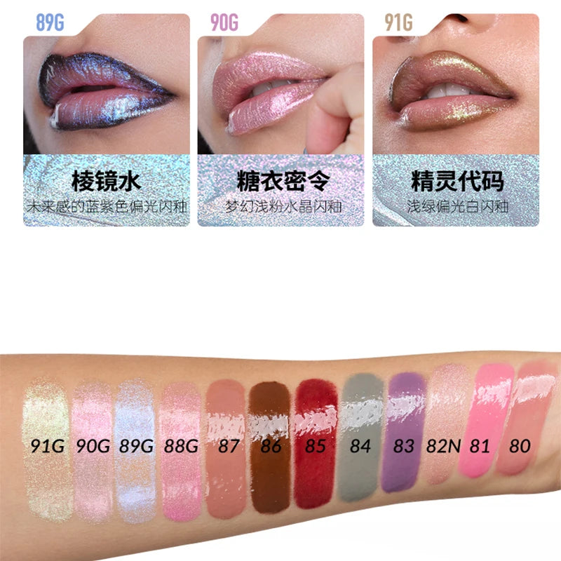 Kaleidos Lip Gloss Mirror Matte Glitter Gothic Lip Glaze Moist Shimmer Nude Punk Dark Lipstick High Colors Lasting Lip Makeup