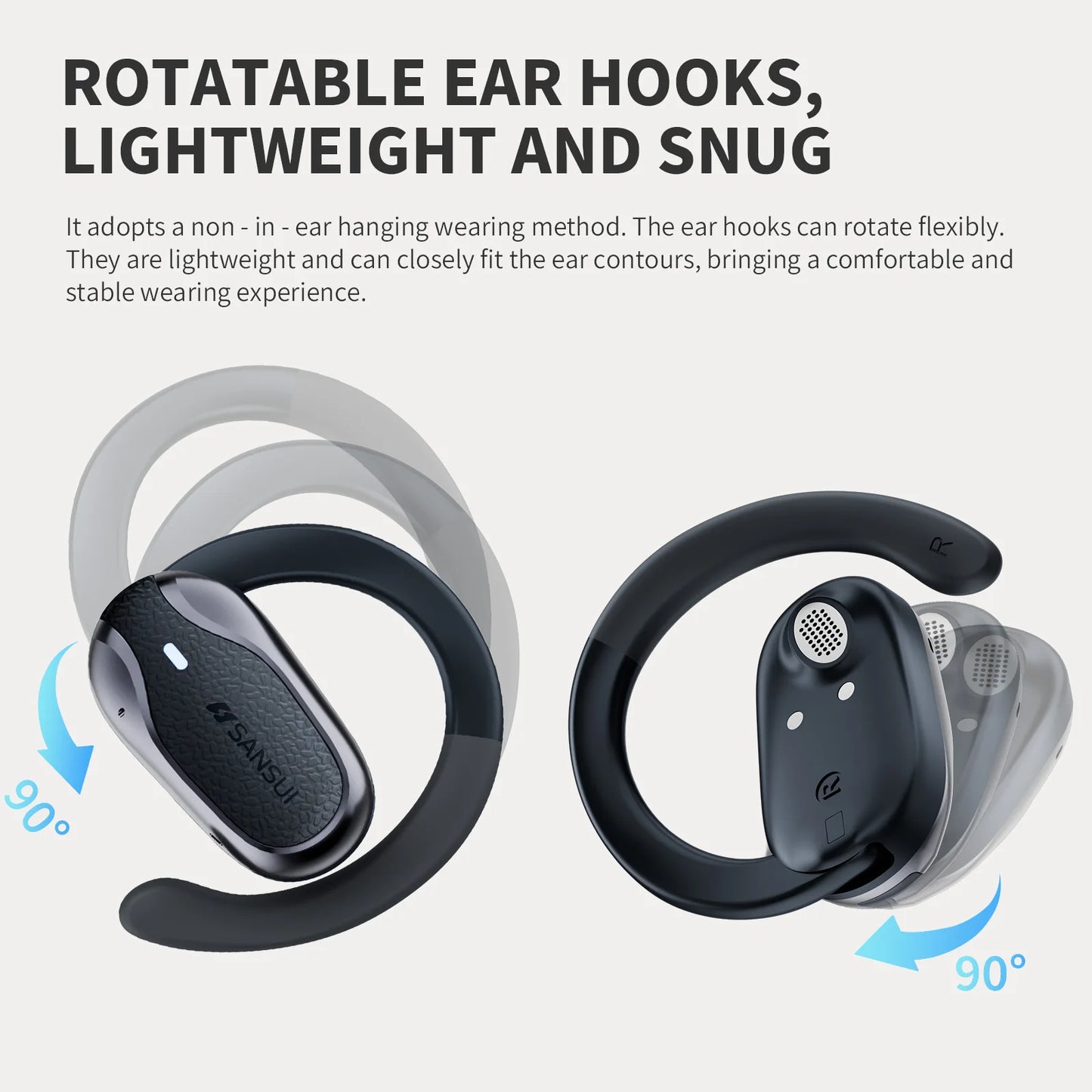 Sansui W65 Air Conduction Bluetooth 5.4 Earphones ENC Noise Canceling Bluetooth Headphone on Ear OWS Wireless Headsets with APP