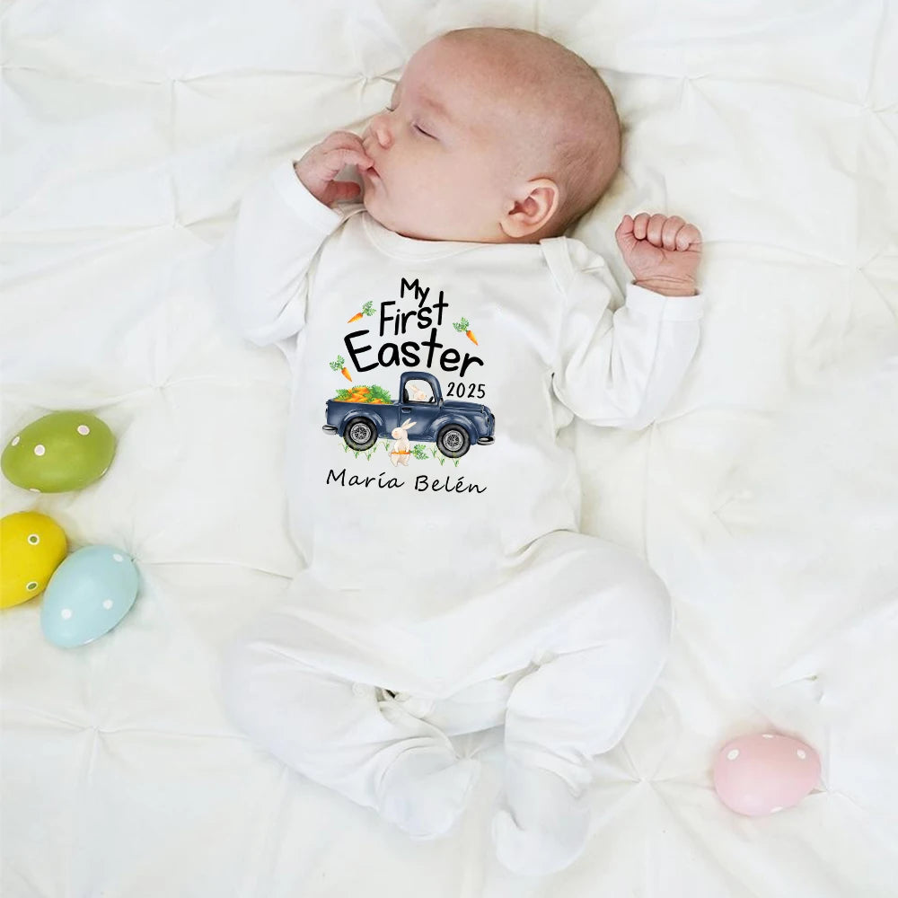 Personalised First Easter Sleepsuit 1st Easter Babygrow New Baby Gift Newborn Boys Girls Easter Rabbit Romper Clothing