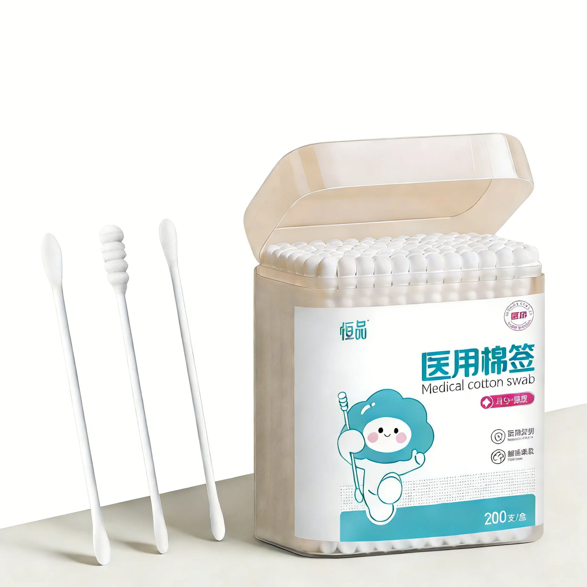Sterile Baby Cotton Swabs Double-ended Spiral Head Multifunctional Soft Cleaning Sticks for Infant Ear Nose Cleaning Daily Care