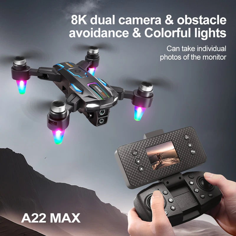 A22 Max Drone 8k Esc Dual Camera 5g Hd Aerial Photography Wifi Optical Localization Obstacle Avoidance Brushless Rc Drone