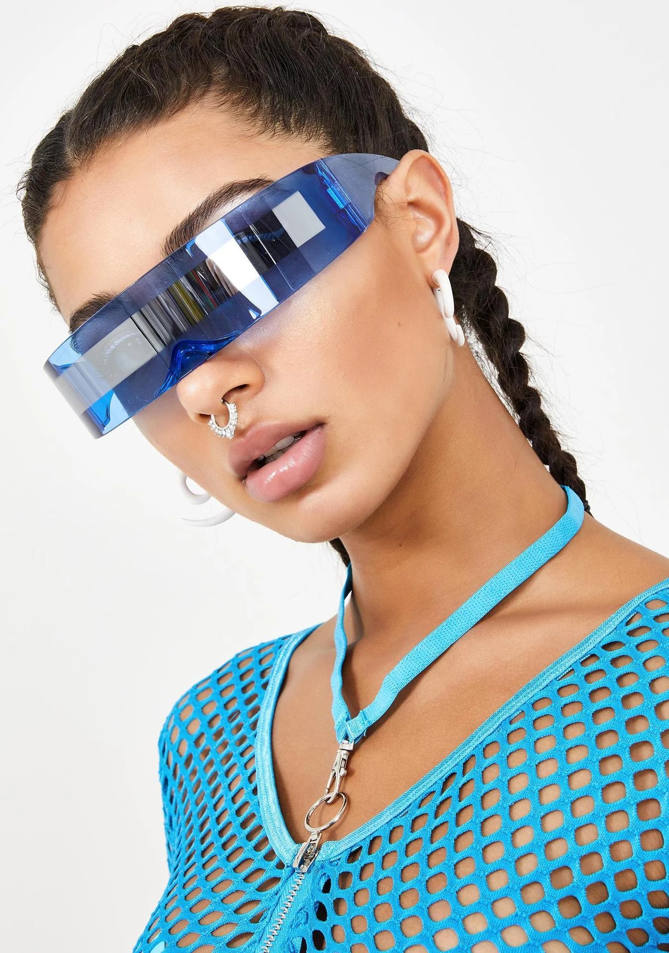 New Arrival Y2k women Sunglasses Laser Eyeglasses technological sense Mirrored Lens Eyewear Glasses integrated Men sun glasses