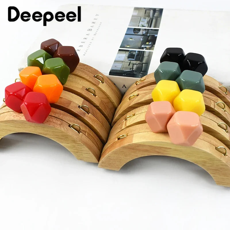 1/2Pcs Deepeel 14cm Wooden Purse Handle Colored Beads Mini DIY Bag Frame Kiss Women Handbag Closure Clasp Handmade Accessories