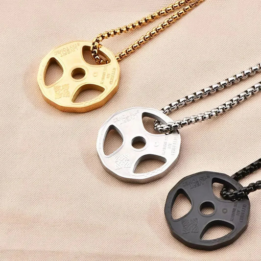 Steel Dumbbell Weight Necklace, Gym Jewelry for Men & Women, Punk Fitness Pendant, Workout Gift for Lifters