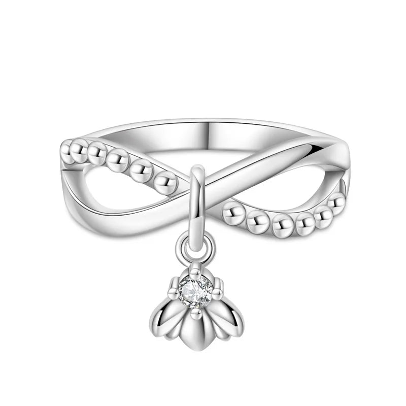 925 Silver Romantic Princess Pink Bow Rings For Women Fashion Star Moon Devil's Eye Ring Valentine's Day Wedding Jewelry Gifts