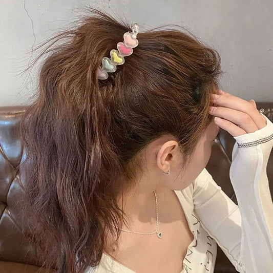 Hair Accessories Acrylic Hair Clips Colorful Love Heart Claw Clips Frosted Star Ponytail Holders Girl