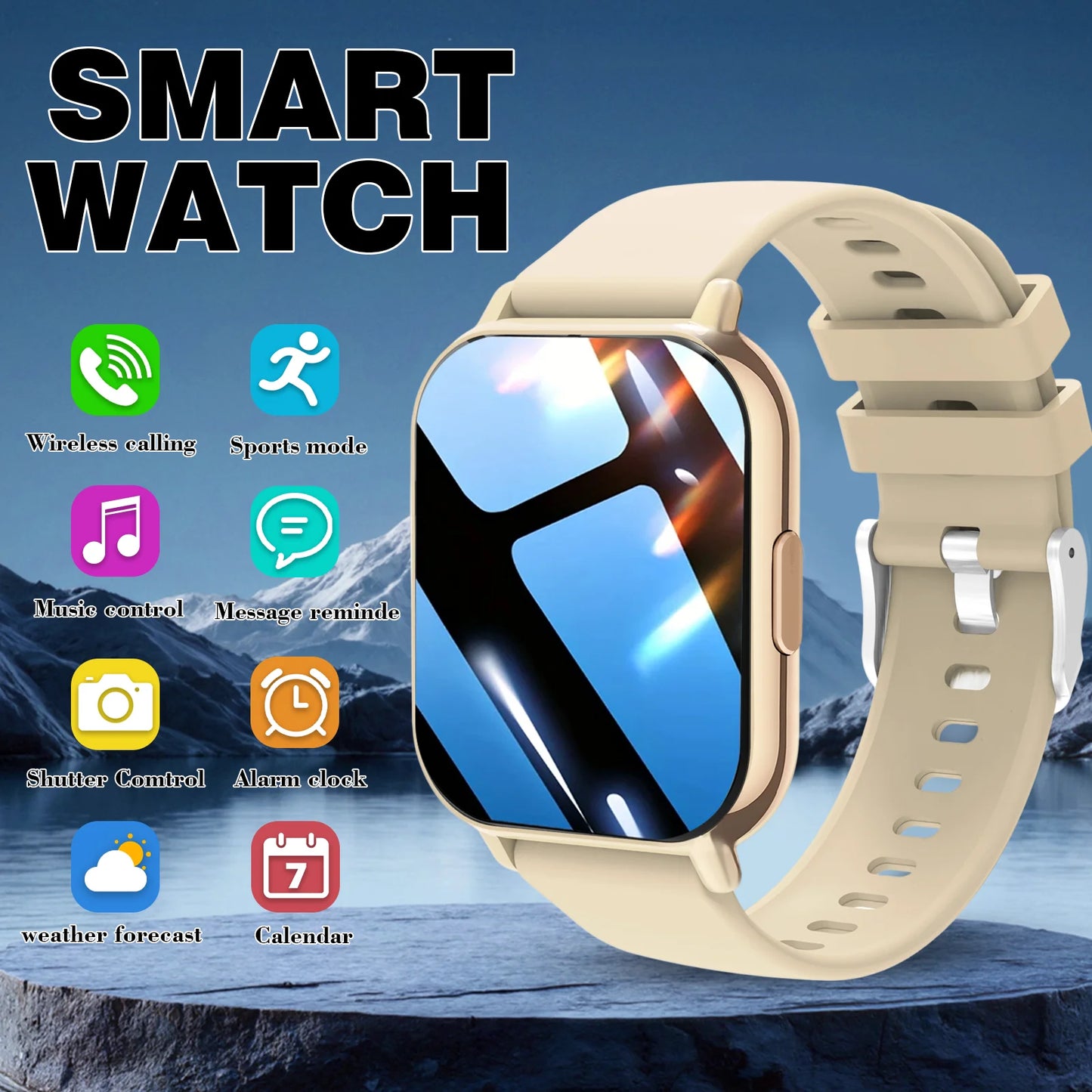 Smart Watch for Men & Women - Multi-Function Fitness Tracker with Call/Message/Weather/Alarm/Remote Camera Control, USB-Powered