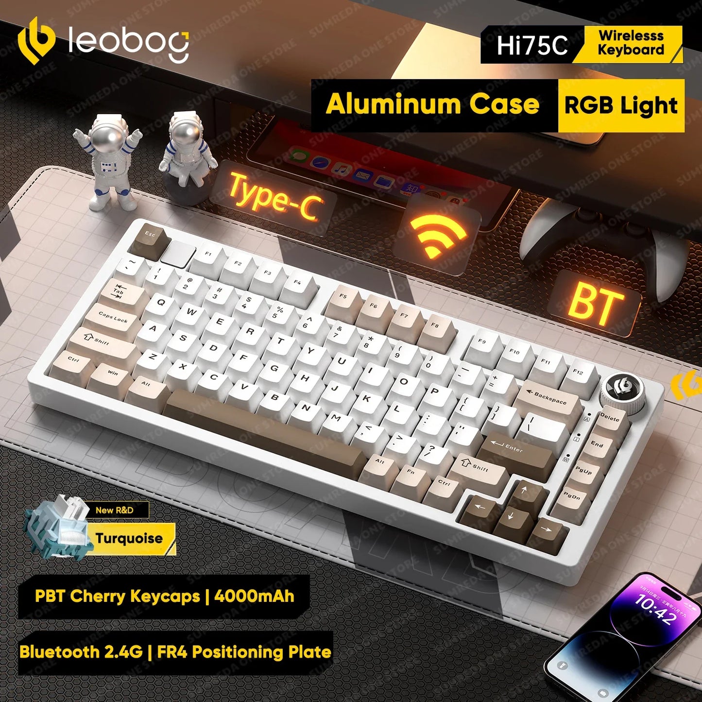 Leobog Hi75C Hi75 Hi75C Pro Aluminum Wireless Custom Mechanical Keyboard Kit Gaming Bluetooth 2.4G Wired Hotswap Gamer Keyboard