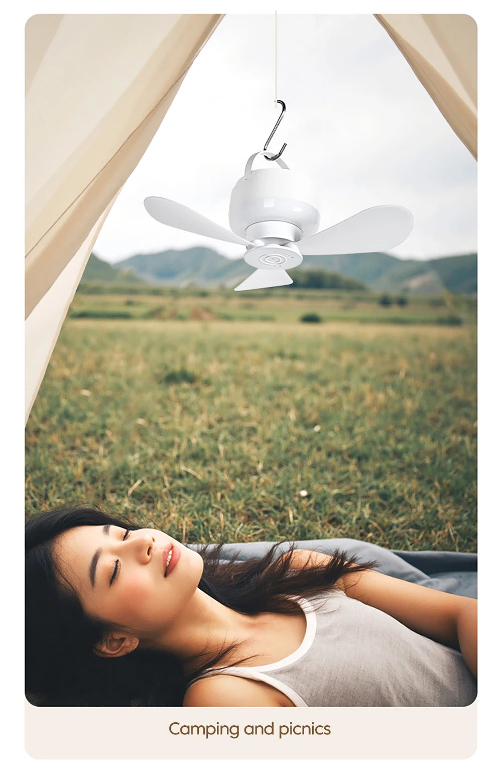 1.5/3M Ceiling Fan With LED Light and Remote Control USB Charging Household Outdoor Camping Tent Student Dormitory Bed Small Fan