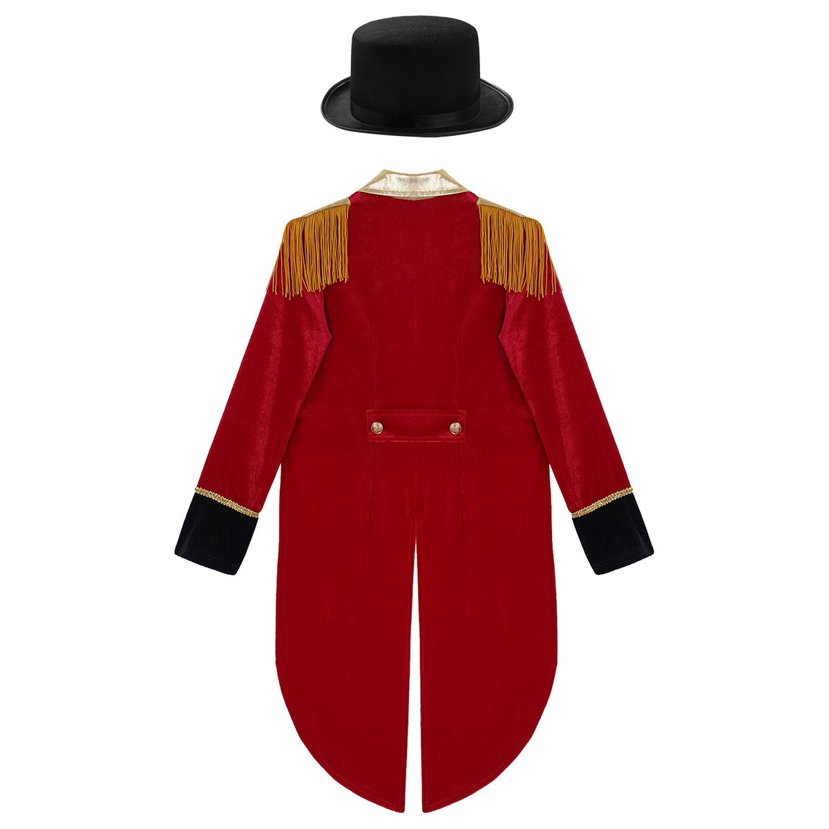 Boys Circus Halloween Performance Costume for Kids Dress Up Party Long Sleeve Lapel Tassel Tailcoat Felt Hat Ringmaster Cosplay
