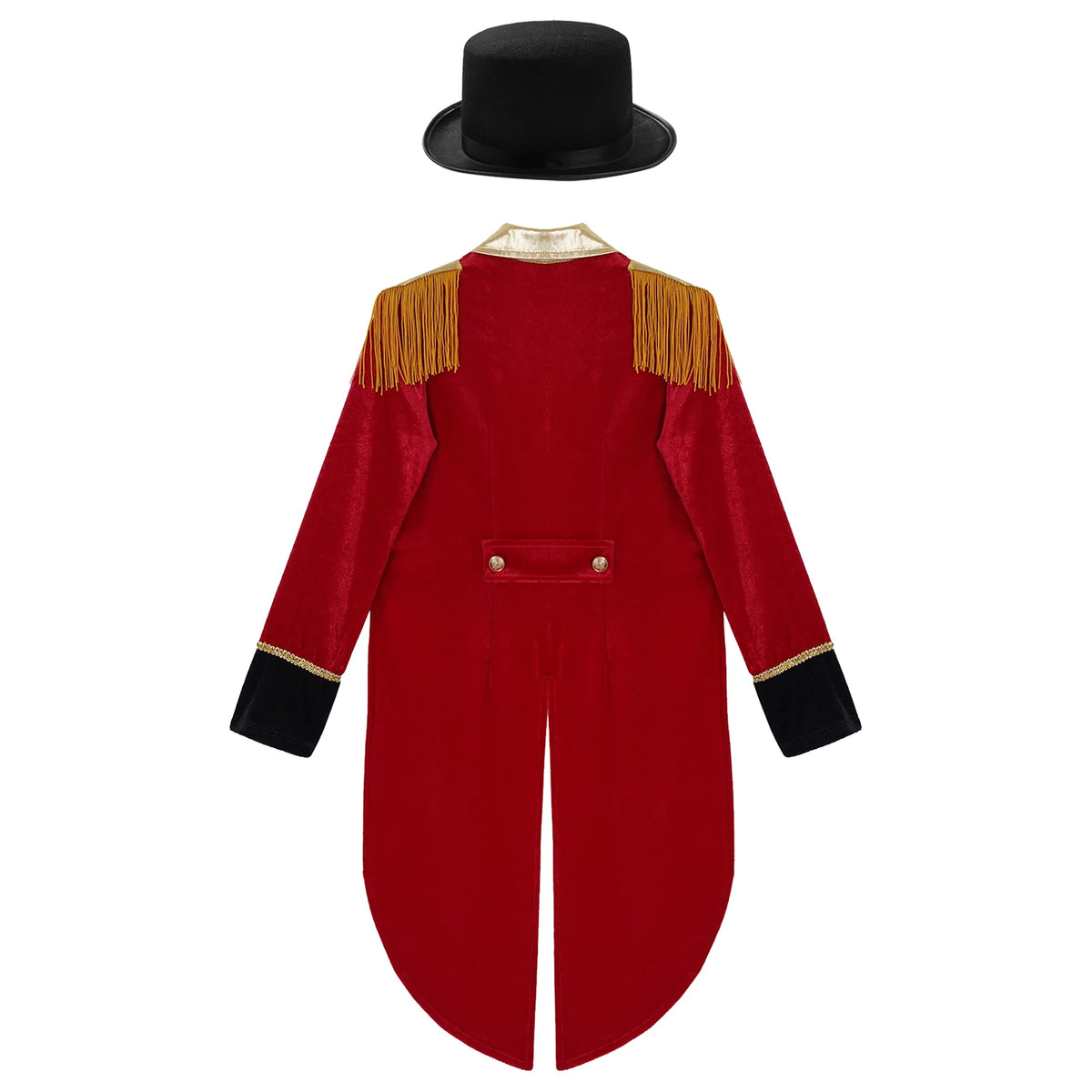 Boys Circus Halloween Performance Costume for Kids Dress Up Party Long Sleeve Lapel Tassel Tailcoat Felt Hat Ringmaster Cosplay