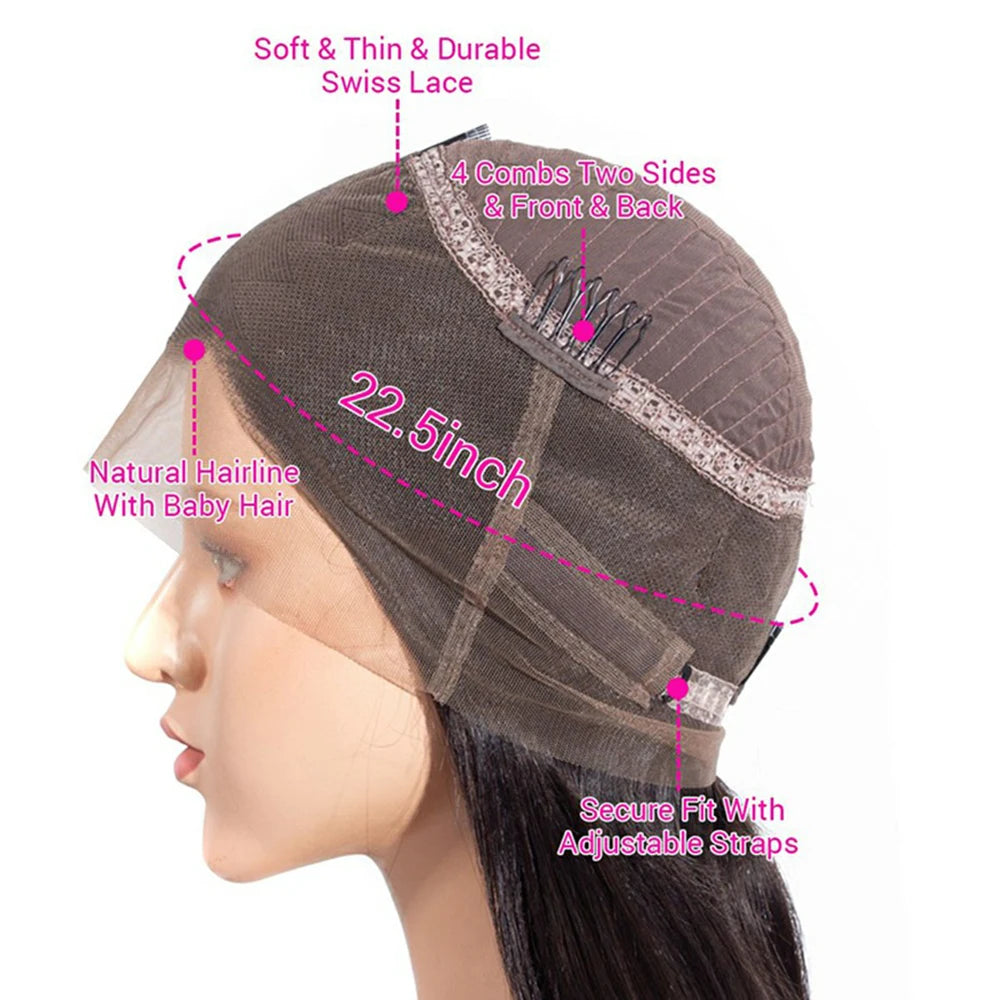 360 HD Transparent Lace Frontal Wigs Pre Plucked Brazilian Bone Straight 13x4 13x6 Lace Front Human Hair Wigs For Black Women