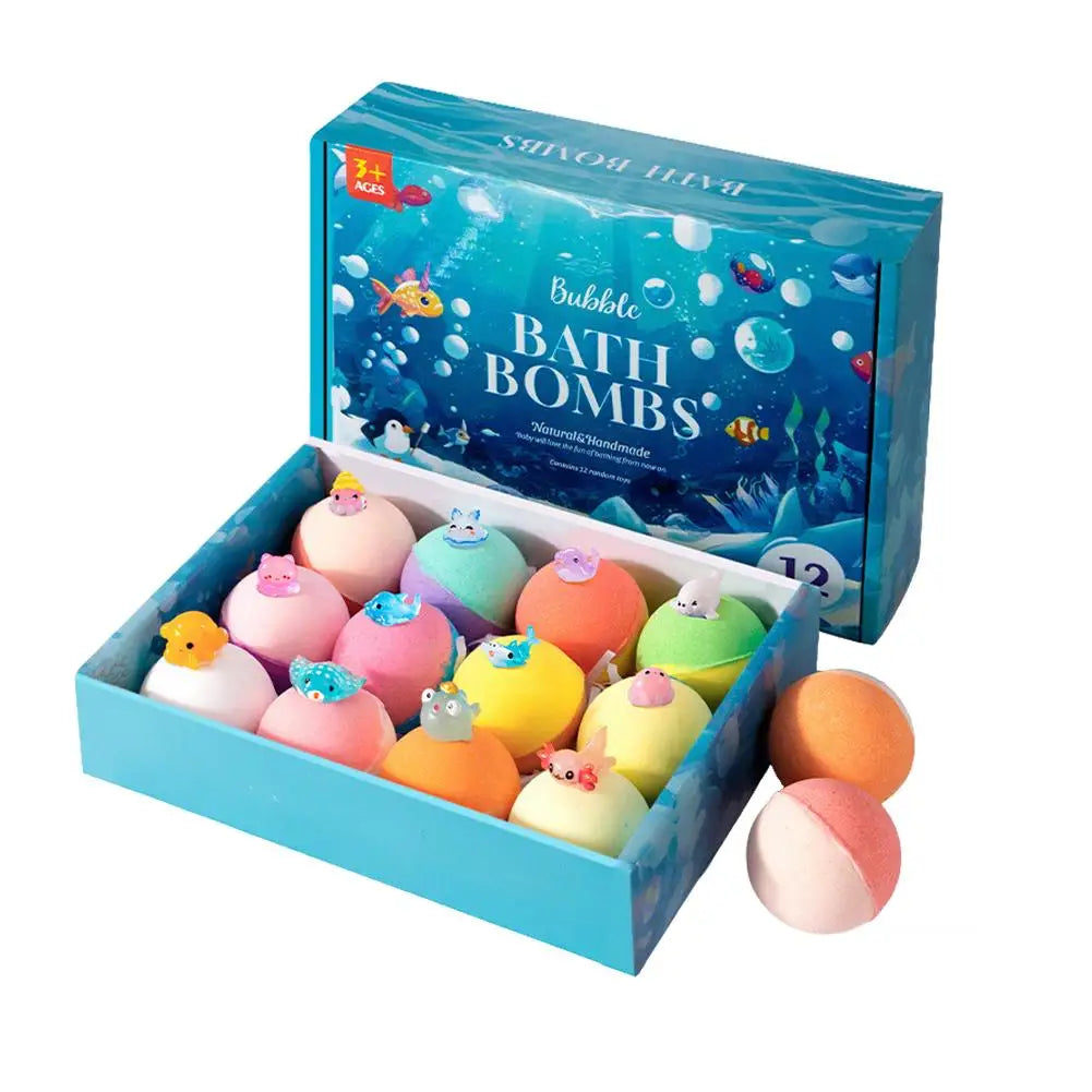 Bubble Bath Bombs For Kids 12 Pack Ocean Themed With Hidden Floating Toys Safe Essential Oil Moisturizing Bath Fizzies