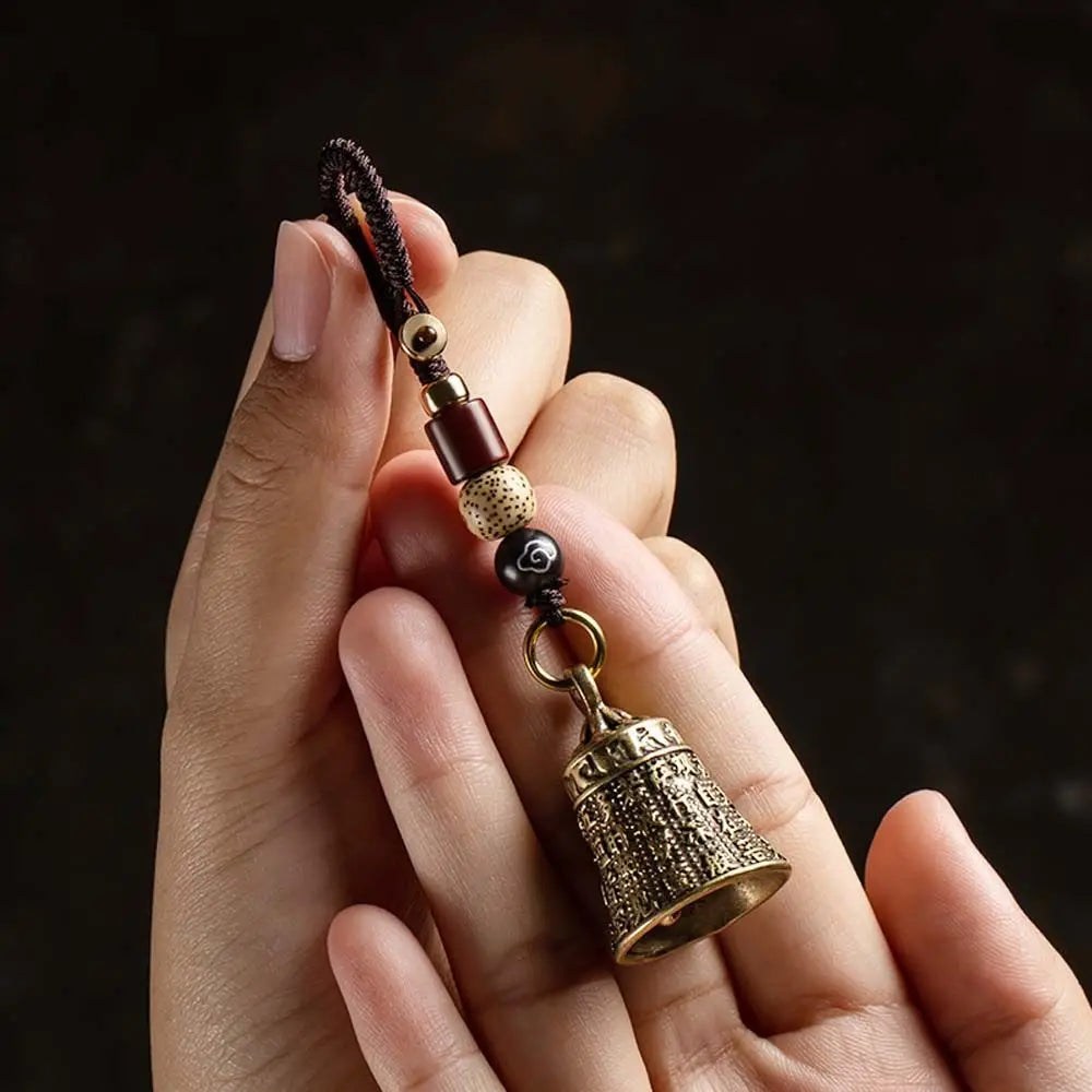 Interior Accessories Tibetan Buddhism Lucky Rope Brass bell Scripture Sutra Key Rings Car Key Chain Keyfob Car Key Chain